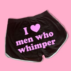 I Love Men Who Whimper Dolphin Shorts | Custom Dolphin Shorts | Y2K Shorts | Cute Shorts | Funny Shorts | Y2K Shorts | Lounge Shorts | Comfy Shorts to Lounge in! Actual item may be lighter/darker than pictured. M A T E R I A L S - 95% Cotton / 5% Spandex - Available In Sizes S-L S I Z I N G - Size chart is available on our listing photos. S H I P P I N G  &  P R O D U C T I O N  T I M E - Production Time is 5 Business Days. (May be delayed during the Holiday Season) - Shipping Time is 2-6 Busine Comfy Short Shorts, Casual Short Boxer Briefs With Letter Print, Summer Letter Print Short Boxer Briefs, Summer Streetwear Letter Print Boxer Briefs, Pink Letter Print Bottoms For Leisure, Womens Shorts Outfits, Fluffy Shorts, Fish Shorts, I Love Men