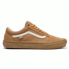 Skate Old Skool Light Brown/Gum colorway right side Liberty Logo, Vans Pro, Uniform Work, Visual Board, Shoes Too Big, Mens Casual Dress Outfits, Mens Boots Fashion, Mens Casual Dress, Mens Casual