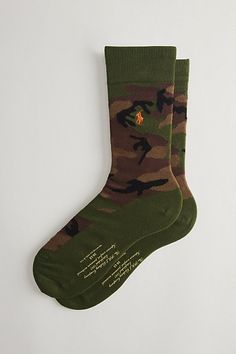 Crew length socks by Polo Ralph Lauren. Camo pattern socks with a logo icon at the ankle cuff. Features Polo Ralph Lauren camo crew sock Classic crew socks Allover pattern Logo icon embroidery Content + Care Includes 1 pair Cotton, nylon, spandex Machine wash Imported Size + Fit Crew sock length Fits Men's shoe size 7-12 | Polo Ralph Lauren Camo Crew Sock in Camo, Men's at Urban Outfitters Preppy Lifestyle, Allover Pattern, Pattern Logo, Pattern Socks, Crew Sock, Men's Shoe, Logo Icon, Patterned Socks, Brand Sale