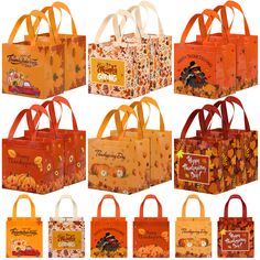 an assortment of thanksgiving shopping bags