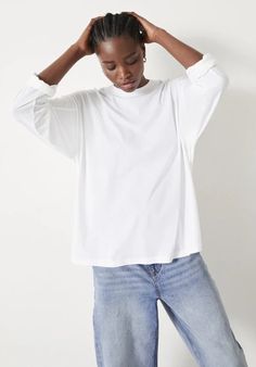 Aimee Oversized T-Shirt Versatile Oversized T-shirt For Everyday, Versatile Oversized T-shirt, Effortless Oversized Top For Layering, Oversized Effortless T-shirt For Fall, Oversized Cotton Long Sleeve Top For Everyday, Effortless White Top For Fall, Effortless White Fall Top, Relaxed Long Sleeve Spring T-shirt, Relaxed Long Sleeve T-shirt For Spring