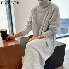 Brand Name: BGTEEVERSilhouette: LOOSEOrigin: CN(Origin)Season: WinterNeckline: TurtleneckSleeve Style: RegularStyle: CasualDresses Length: Ankle-LengthMaterial: AcrylicMaterial: Knitting CottonAge: Ages 18-35 Years OldProfile Type: HModel Number: BY2036Closure Type: PulloverSleeve Length(cm): FullType: RegularGender: WOMENWaistline: empirePattern Type: Solidseason: autumn winteritem type: women sweaters dressitem: women knitted dresssize: S,M Oversized Knit Dress, Vestidos Casual, Long Sweaters For Women, Women Sweaters Winter, Long Sweater Dress, Oversize Knit, Sweater Dress Women, Long Sweater, Elegant Shirt