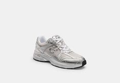 C301 Sneaker | COACH Coach Tennis Shoes, Coach Sneakers, Horse And Carriage, Metallic Sneakers, Cute Sneakers, Sleek Style, Grey Sneakers, Eva Sole, Sleek Fashion