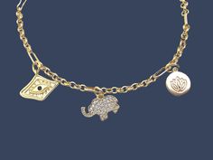 Introducing our exquisite 18K Gold Plated Lucky Charms Bracelet - a contemporary treasure that perfectly blends style with a touch of magic. This bracelet is more than just jewelry; it's a symbol of luck, positivity, and personal expression. This bracelet is made of 18k gold plated brass SIZE: 18cm + 3cm extension. Tarnish free. Waterproof. Hypoallergenic PRODUCT CARE and RETURN POLICY We hope you love your Believe Gemstones jewelry.  We recommend using only the anti-tarnishing polishing cloth y Yellow Gold Bracelet With Dangling Charms For Gifts, 17 Jewels Charm Bracelet As Gift, Symbolic Gold Plated Bracelets As Gift, Gold Plated Bracelet With Dangling Charms, Symbolic Bracelets With Dangling Charms, Symbolic Bracelets With Dangling Charms As Gift, Symbolic Bracelets With Dangling Charms For Gifts, Symbolic Gold Bracelets With Charms, Gold Bracelet With Dangling Charms As Gift