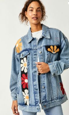 Forever fun a floral-adorned design, this denim bomber jacket is featured in a slouchy, relaxed fit with classic collar, button-front closure, and double bust patch pockets for a truly timeless design. Flower Bomb, Jewelry Candles, Johnny Was, Short Pants