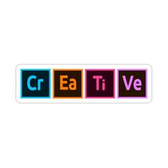 the word crea tive in multicolored blocks