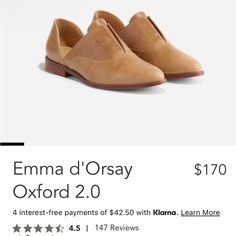 Nisolo Emma D’orsay Oxford New 9 Almond With Dust Bag No Box Nisolo Shoes, Flat Shoes Women, Loafer Flats, Almond, Dust Bag, Oxford, Loafers, Women Shoes, Women Shopping