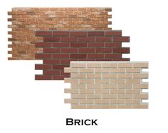 brick is shown in three different colors and sizes, with the words brick on each side