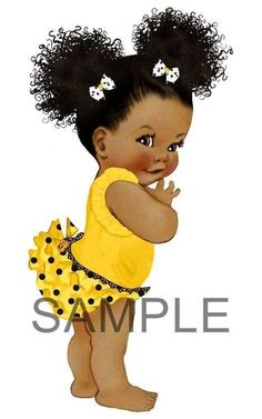 "*Due to various monitor settings on your computer the colors of this piece may look slightly different in person from what you see on your screen.* *Purchase 1 - 20 quilt blocks and pay a total of $8.00 for tracked shipping. This beautiful fabric art quilt block features an African American Afro Puffs - Yellow with Black Polka Dots  Made from 100% cotton material, this block is perfect for quilting and other crafts. With a thread count of 200, this block is sure to add a touch of elegance to an Baby Afro, Decoration Creche, Black Baby Art, Baby Girl Cake, American Baby, Afro Puff, Baby Shower Cake Topper, Girl Cake