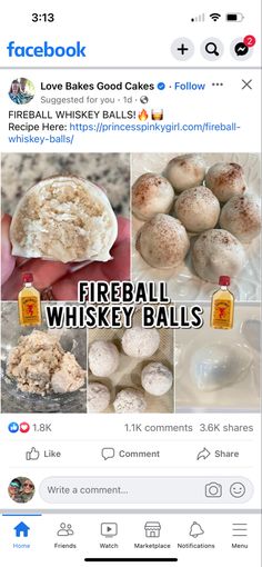 the facebook page for fireball whiskey balls