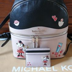 Kate Spade X Disney Minnie Mouse Medium Backpack Bag - Limited Edition Color: Pale Velvet Multi Product Details : 12"H X 9.45"W X 4.13"D Pebbled Leather Two Way Spade Jacquard Lining Metal Pinmount Logo Zip Around Closure Front Zip Front Zip Pocket Dust Bag Not Included Imported Like New! There Are Matching Card Wallets In The Wardrobe. Kate Spade Minnie Mouse, Minnie Mouse Backpack, Medium Backpack, Matching Cards, Backpack Bag, Card Wallet, Pebbled Leather, Backpack Bags, Minnie Mouse