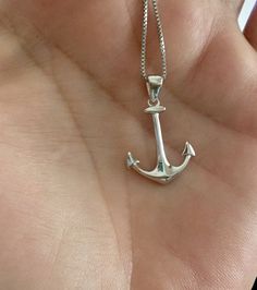 Solid .925 Sterling Silver Hawaiian Unisex Anchor Necklace. FREE Italian Sterling silver box chain included in your choice of length. The size is 25x15MM, about quarter length. The bail is 6MM. The highly-reflective Sterling silver finish s both stunning and very durable. This will shine for years to come. Popular choice in our Hawaii stores, often bought for gifting. --Packaged ready for gifting with Sterling silver cleaning instructions, a box and gift pouch. Share Aloha. Hawaiian Necklace, Anchor Jewelry, Jewelry Ocean, Nautical Necklace, Hawaii Jewelry, Silver Cleaning, Fish Jewelry, Hawaiian Jewelry, Jewelry Mens