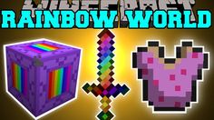 an image of some different items in minecraft with the words rainbow world on it