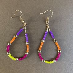 Everyday earrings! Fun & bright! Very lightweight! Multicolor Dangle Earrings For Everyday, Everyday Multicolor Dangle Earrings, Nickel-free Multicolor Earrings For Everyday Use, Multicolor Dangle Earrings, Multicolor Drop Earrings For Everyday, Everyday Multicolor Nickel Free Earrings, Everyday Multicolor Nickel-free Earrings, Trendy Hypoallergenic Beaded Earrings, Vibrant Dangle Earrings With Ear Wire