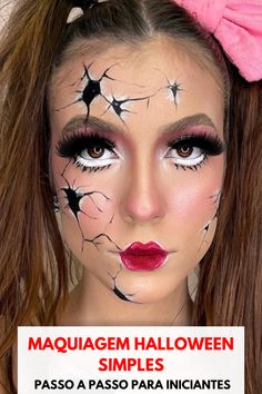 Maquiagem Halloween simples Make Euphoria, Halloween Simples, Makeup Aesthetic, Halloween Ideas, Halloween Makeup, Halloween Face, Face Makeup, Halloween Face Makeup, Halloween