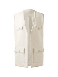 -Wool blend -Casual wear -With metallic threads This wool blend tweed women's vest exudes a classic and elegant vibe. Crafted from a luxurious wool blend fabric, it combines style with functionality, making it a versatile addition to any wardrobe. The vest features a sophisticated tweed texture, perfect for layering over a blouse for a refined, business-casual look.Wool Blend Tweed Women VestGoodsNo: 1C8L6A270• Fit Type: Loose• Elastic: Non-elastic• Thickness: ModerateMaterialsShell: 37%Acrylic Tweed Women, Tweed Texture, Modern Cheongsam, Women Vest, Long Sleeve Short Dress, Black White Red, Outerwear Coats, Cami Tanks, Women's Vest