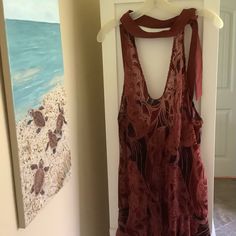 Elegant, Edgy, Velvet & Sheer Backless Free People Dress. Never Worn. New - Tags On. It Is A Edium And Has A Loose Flowy Fit. Very Sexy. Also Looks Great With Legging. Brown Halter Neck Sundress, Bohemian Brown Halter Neck Dress, Rust Fitted Summer Dress, Fitted Rust Summer Dress, Elegant Edgy, Fever Dream, Free People Velvet, People Dress, Dresses Backless