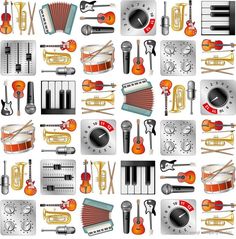 an image of musical instruments on a white background