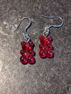 A pair of gummy bear earrings. **Stainless steel **Due to lighting, product may look blurry Gummy Bear Earrings, Bear Earrings, Gummy Bear, Gummy Bears, Fun Earrings, Halloween Shopping, Jewelry Earrings Dangle, Etsy Earrings, Dangle Drop Earrings