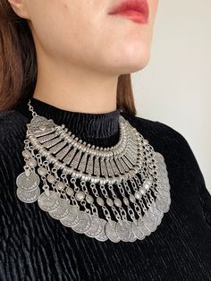 50% OFF ON 20 AND MORE ITEMS https://www.etsy.com/shop/MinozaAccessories?coupon=MNZ50 Order total Europe 50$ FREE SHİPPİNG Express Shipping 2-5 BUSSİNES DAYS Order total USA 35$ FREE SHİPPİNG fast shipping 3-6 BUSSİNES DAYS In order for the products to be used longer without losing their properties,should be avoided contact with perfume, water and liquid chemicals. All products in this collection have Nickel / Free features. It is an anti-allergic product. Product Size Information: Adjustable. Sent in box can be directly gifted. Ring : https://www.etsy.com/shop/MinozaAccessories?section_id=36808129 Body Necklace : https://www.etsy.com/shop/MinozaAccessories?section_id=37932770 Face Chain : https://www.etsy.com/shop/MinozaAccessories?section_id=38728936 Silver Boho Belt : https://www.etsy.c Bohemian Silver Necklace For Festival, Silver Bohemian Necklace For Festivals, Silver Bohemian Bib Necklace Choker, Bohemian Metal Bib Necklace In Choker Style, Bohemian Metal Chain Necklace For Gift, Bohemian Metal Choker Chain Necklace, Bohemian Metal Choker As Gift, Handmade Metal Coin Necklace For Festival, Bohemian Nickel-free Choker Necklaces