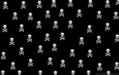 skulls and crossbones on a black background