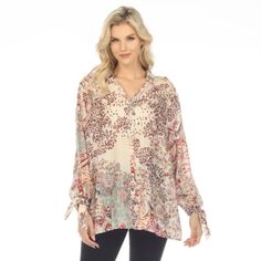 This Johnny Was Jungle Paisley Rasvana Blouse Gives Off A Bohemian-Chic Look. Ensure Your Wardrobe Shows You Off To Your Best Advantage With Clothing From Johnny Was. It Is Made Of A Luxe Silk Fabric And Is Designed In Vibrant Paisley And Floral Prints. It Also Features A Collared Neckline, Long Sleeves, Button-Down Closure, And A Hem That Hits The Hip. Style: C10623a1x Color: Multicolor 100% Silk Collared Long Sleeves Button-Down Closure No Pockets Not Lined Turn Inside Out. Hand Wash Gently. L Casual Paisley Print Blouse For Work, Casual Workwear Blouse With Paisley Print, Feminine Patterned Blouse, Summer Paisley Print Blouse For Work, Summer Paisley Print Blouse For Workwear, Elegant Paisley Print Blouse For Spring, Chic Paisley Print Blouse For Work, Elegant Multicolor Blouse With Blouson Sleeves, Chic Multicolor Blouse With Paisley Print