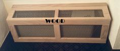 a wooden box with the word wood on it's front and side panels cut out