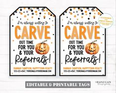 two halloween door hangers with pumpkins on them