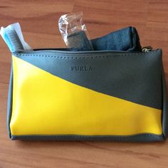 New, Never Used. A Furla Bag With Travel Size Toiletries. Including A Lotion, Lip Balm, Toothpaste & Toothbrush, Eye Shield, Socks, Ears Plugs And Comb. It Is A Complimentary Inflight Amenity Kit. All 7 Pieces And A Bag Are Yours. Size: 8” X 4 1/2” X 1/2” Everyday Yellow Bag With Zipper Pouch, Everyday Yellow Bags With Zipper Pouch, Yellow Everyday Bag With Zipper Pouch, Yellow Zipper Pouch For Personal Use, Yellow Travel Bag With Cell Phone Pocket, Yellow Travel Bag With Zipper Pouch, Yellow Pouch Cosmetic Bag Gift, Yellow Pouch Cosmetic Bag For Gift, Yellow Zipper Pouch Cosmetic Bag For Everyday Use