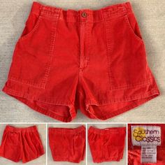 Vintage Southern Classics Corduroy Short Shorts Red Size 40 Resting Waist 34  | eBay High Waist Red Shorts For Fall, Fitted Corduroy Bottoms For Summer, Vintage Red Shorts For Summer, Fitted Red Corduroy Bottoms, Red Corduroy Bottoms With Pockets, Red Fitted Corduroy Bottoms, Retro Red Shorts With Pockets, 1970s Shorts, Relaxed Fit Corduroy Shorts