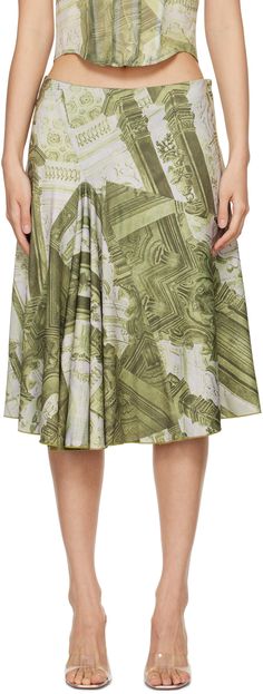 Stretch polyester jersey skirt. Graphic pattern printed throughout. · Paneled construction · Flared hem · Concealed zip closure at side seam Supplier color: Emblem print Jersey Skirt, Graphic Patterns, Apparel Accessories, Midi Skirt, Print Patterns, Top Brands, Women Wear, Luxury Fashion, Skirt