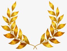 golden laurel wreath on white background