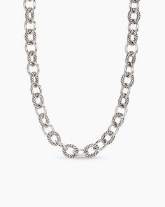 Oval Link Chain Necklace in Sterling Silver, 10mm Classic Oval Silver Chain Necklace, Timeless Silver Chain Necklace With Oval Links, Luxury Silver Oval Link Chain Necklace, Luxury Oval Link Silver Chain Necklace, Luxury Silver Chain Necklace With Oval Links, Classic Oval Link Silver Chain Necklace, Classic Oval Necklace With Solid Link Construction, Classic Oval Rolo Chain Necklace, Luxury Oval Cable Chain Necklace