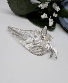 Leaf Brooch Leaf Jewelry Filigree Leaf Brooch Silver Leaf Flower Shaped Wedding Brooches Hallmarked, Wedding Flower Brooch Hallmarked, Wedding Flower Brooches Hallmarked, Flower Shaped Wedding Brooches, Ornate White Filigree Brooches, White Sterling Silver Brooches For Wedding, White Sterling Silver Wedding Brooches, White Filigree Brooches For Wedding, Ornate White Brooches For Wedding