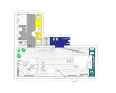 the floor plan for an apartment with a kitchen and living room