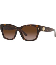 From Tory Burch&#x2C; these Women's Tortoise 53mm Rectangular Sunglasses feature:Rectangle shapeAcetate frameSolid plastic lensRx ableImported. Amber Accessories, Tortoiseshell Sunglasses, Tory Burch Sunglasses, Big Sunglasses, Tortoise Shell Sunglasses, Stylish Glasses, Tortoise Sunglasses, Large Jewelry, Rectangular Sunglasses