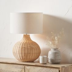 Allona Natural Rattan Table Lamp with White Linen Lampshade- 68cm Rattan Table Lamp, Linen Lampshade, Linen Lamp Shades, Rattan Table, Furniture Collections, Linen Shades, Large Furniture, Lighting Collections, Touch Of Modern