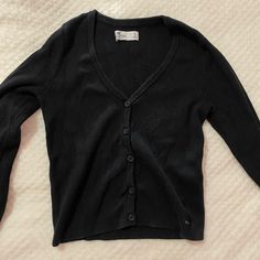 Very Thick Sweater Material, Can Be Worn Button Up Or Down As A Cardigan, Nwot Outfits With Black Cardigan, Clean Goth, Dance Moms Outfits, Thrift Inspo, Mom Outfit, Sweaters Black, Thick Sweater, Hollister Sweater, Dance Mom