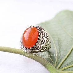 Natural Carnelian ring, Real Sterling Silver ring, cocktail ring, alternative engagement ring, avant garde, birthstone ring, carnelian jewellery Description: Be assured that the product you order is MADE JUST FOR YOU and is not a mass produced item. The gemstone is a Oval shaped CARNELIAN GEMSTONE SIZE-16*12 mm. You have an option to choose a gem for yourself from a set of the stones. Please ask. The rest of the ring is made from 925 STERLING SILVER i.e 92.5% pure silver. And it DOESN'T HAVE ANY Sterling Silver Orange Gemstone Rings, Sterling Silver Gemstone Ring In Orange, Orange Gemstone Ring In Sterling Silver, Sterling Silver Rings With Orange Gemstone, Formal Orange Cabochon Ring, Silver Carnelian Ring As A Gift, Silver Carnelian Ring Jewelry, Silver Carnelian Rings Spiritual Style, Silver Carnelian Rings For Gift