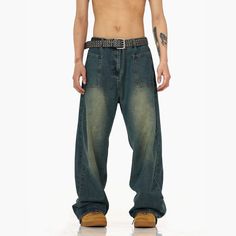 Model is 5ft 9''(176cm) tall, 145 lbs(66kg) weight and wearing a size L168cm 59kg wearing a size M - INDIGO BLUE- Straight fit- DENIM- Front/back pockets Ropa Hip Hop, Estilo Hipster, Straight Denim Jeans, Straight Fit Denim, Faded Jeans, Faded Denim, Clothes Style, Urban Wear, Slim Fit Shorts