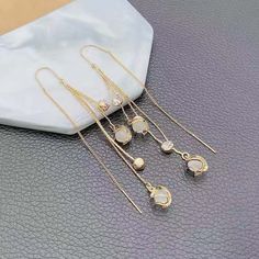 Material: Zircon Style: Simple Color: Ear Studs, Hanging Earrings Fashion Element: Chain, Geometry Needle Earrings, Hanging Earrings, Simple Colors, Ear Studs, Fashion Earrings, Geometry, Women's Earrings, Opal, Chain