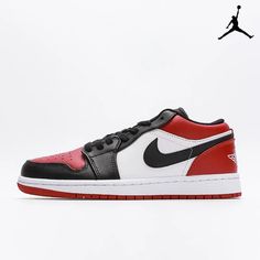 Air Jordan 1 Low 'Bred Toe' White Black University Red-553558-612-Sale Online Red Jordan Shoes For Streetwear, Sporty Sneakers With Contrast Color For Sports, Low-top Contrast Color Sneakers For Streetwear, Low-top Sneakers With Contrast Color For Streetwear, Red Jordan Shoes With Red Sole For Streetwear, Sporty Red Color Block Sneakers, Red Color Block Sporty Sneakers, Casual Red Basketball Shoes For Streetwear, Casual Red Basketball Shoes