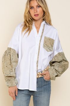 F00130576-303 Shirt Pocket Designs, Pocket Designs, Patchwork Top, Shirt Pocket, White Button Down Shirt, White Button Down, Women Shirt, Women Shirts Blouse, Summer Fashion Outfits