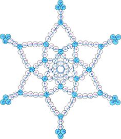 a cross - stitched snowflake pattern with blue and white beads on it