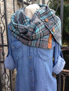 Soft and Cozy Turquoise Plaid Flannel by BonnieBlueAngelaWood Outfit With Flannel, T Shirt Dress Outfit, Holi Powder, Button Scarf, Shirt Dress Outfit