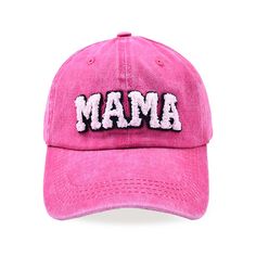 Mama & Mini Baseball Hats Casually complete the look for you and your mini in these super cute mamas and mini baseball caps! They are featured on a 100% cotton low-profile cap with a mineral-washed look, have an adjustable back with a buckle, and super cute white chenille letter patches. Distressed Baseball Cap, Ponytail Hat, Sun Protection Hat, Hat Patches, Baseball Trucker Hat, Hat Embroidery, Baseball Women, Black Hot Pink, Embroidered Baseball Caps