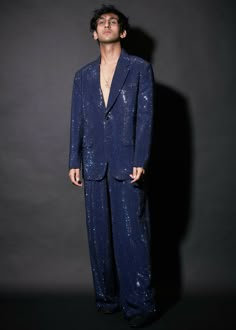 Taliesin Suit Set Blue Outfit Men, Disco Party Outfit, Embellished Blazer, Party Outfit Men, Wedding Outfit Men, Glam Outfit, Mode Masculine, Blue Outfit, Suit Set