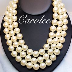 Gorgeous Necklace By Carolee Features Three Strands Measuring 17”, 18” And 19” With Giant 12mm Lustrous Simulated Pearls And Finished Off With Large Round Faux Pearl Cabochon In Gold Tone Twisted Rope Setting Measuring 1.25” With A Secure Interlocking Clasp. This Necklace Has A Realistic, Heavy Vintage Weight, Is Truly Eye Catching And A Unique Statement Piece You Will Love For Decades To Come! Please Be Sure To Take A Look At The Other Vintage Carolee Jewelry Available In Our Closet. All Reasonable Offers Accepted. Please Let Us Know If You Would Like To See Additional Photographs And If You Have Any Questions Please Include Them In The Comments Field Below. An Architect By Traini Carolee Jewelry, Duchess Of Windsor, An Architect, Popular Jewelry, Cream And Gold, Gorgeous Necklaces, Jewelry Branding, Luxury Jewelry, Womens Jewelry Necklace