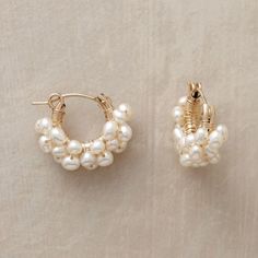 14kt Gold Filled Froth Of Pearls Hoops | Sundance Catalog Wire Hoop Earrings, Pearls Earrings, Wire Jewelry, Indian Jewelry, Pearl Jewelry, Beaded Earrings, Jewelry Inspiration, Sterling Silver Earrings, Beautiful Jewelry