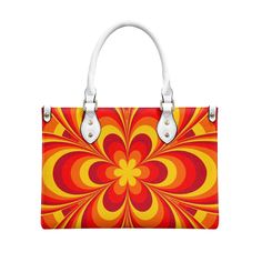 *  Embrace the free-spirited vibes of the 70s with our Orange Handbag, a charming blend of hippie and mod aesthetics. * This Mod 60s Purse features a stunning ombre orange floral pattern print, reminiscent of the vibrant hues of the era, with shades of orange, yellow, and red. * Crafted from high-quality PU leather, this Retro Handbag Women boasts an exquisite zipper and comes with a removable strap for added convenience. *Available in three sizes - small, medium, and large - and with two handle Vintage Rectangular Satchel For On-the-go, Vintage Double Handle Satchel For On-the-go, Vintage Tote Satchel For On-the-go, Vintage Summer Shoulder Bag, Retro Rectangular Shoulder Bag For On-the-go, Vintage Multicolor Satchel With Leather Handles, Retro Multicolor Shoulder Bag With Leather Handles, Retro Satchel With Leather Handles, Retro Red Satchel For Everyday Use